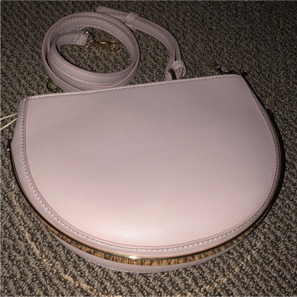 Pastel lilac Round Structured Semi Circle small Handbag Clutch Crossbody purse - Picture 9 of 13